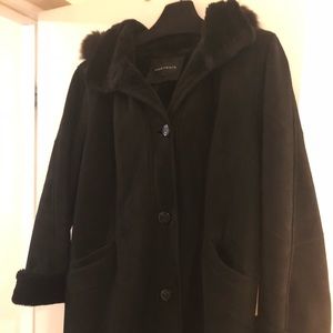 Black faux shearling coat.
